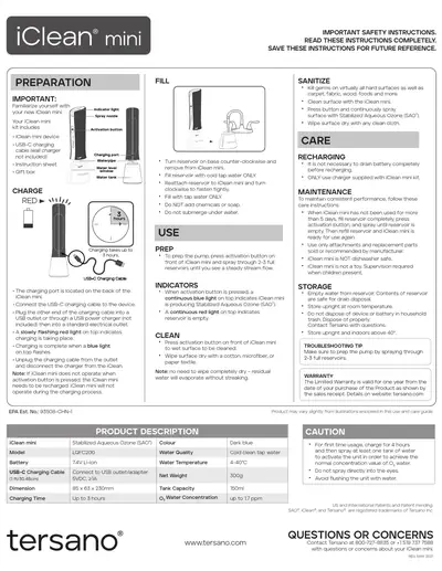 คู่มือการใช้งานและดูแล iClean mini